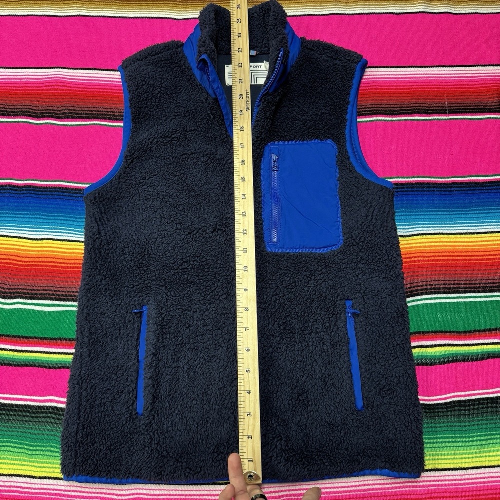 Tory Burch Tory Sport Vest Women's S Full Zip Navy Sherpa Fleece Gorpcore Hike - Picture 7 of 7